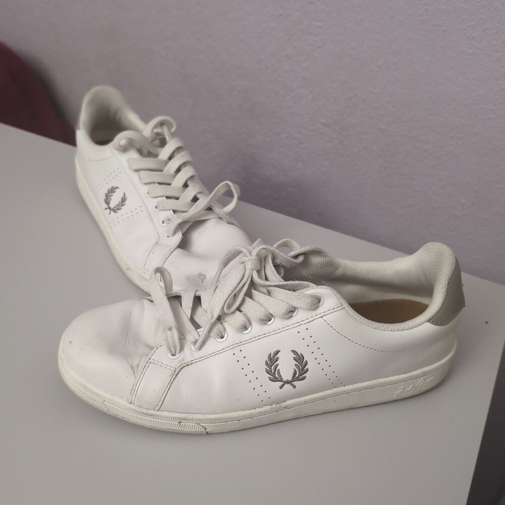 Fred Perry B721 White Leather Sneakers Shoes 10 Tennis Preppy Casual